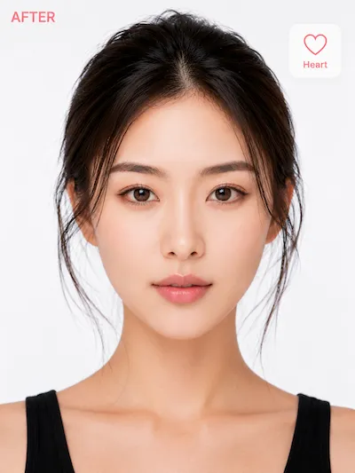 Female face shape detector after result with shape badge