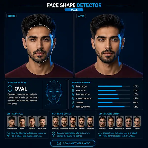Face shape detector result with your own photo