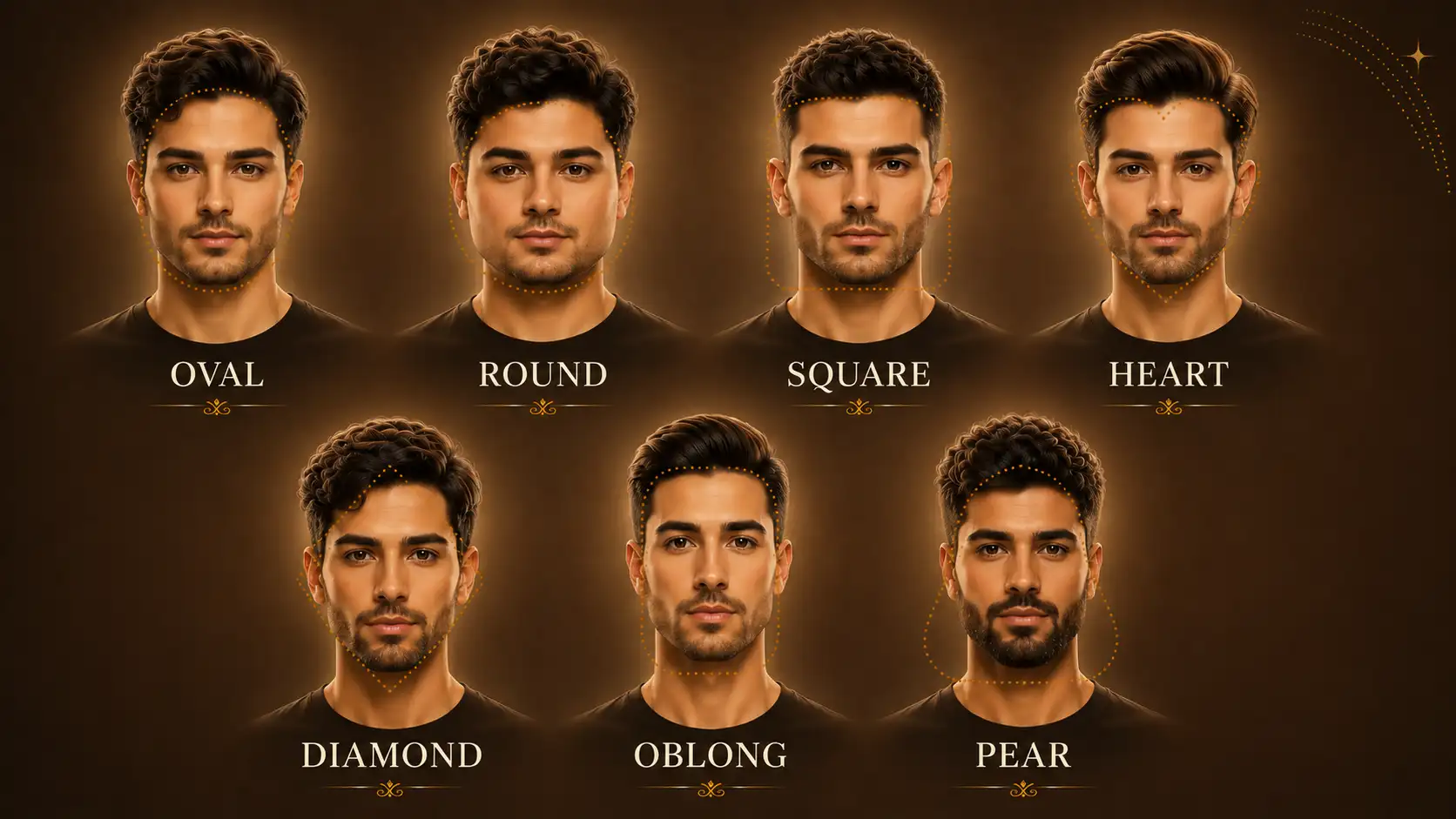 Male face shapes guide — 7 types of male face shapes with hairstyles and beard styles for men
