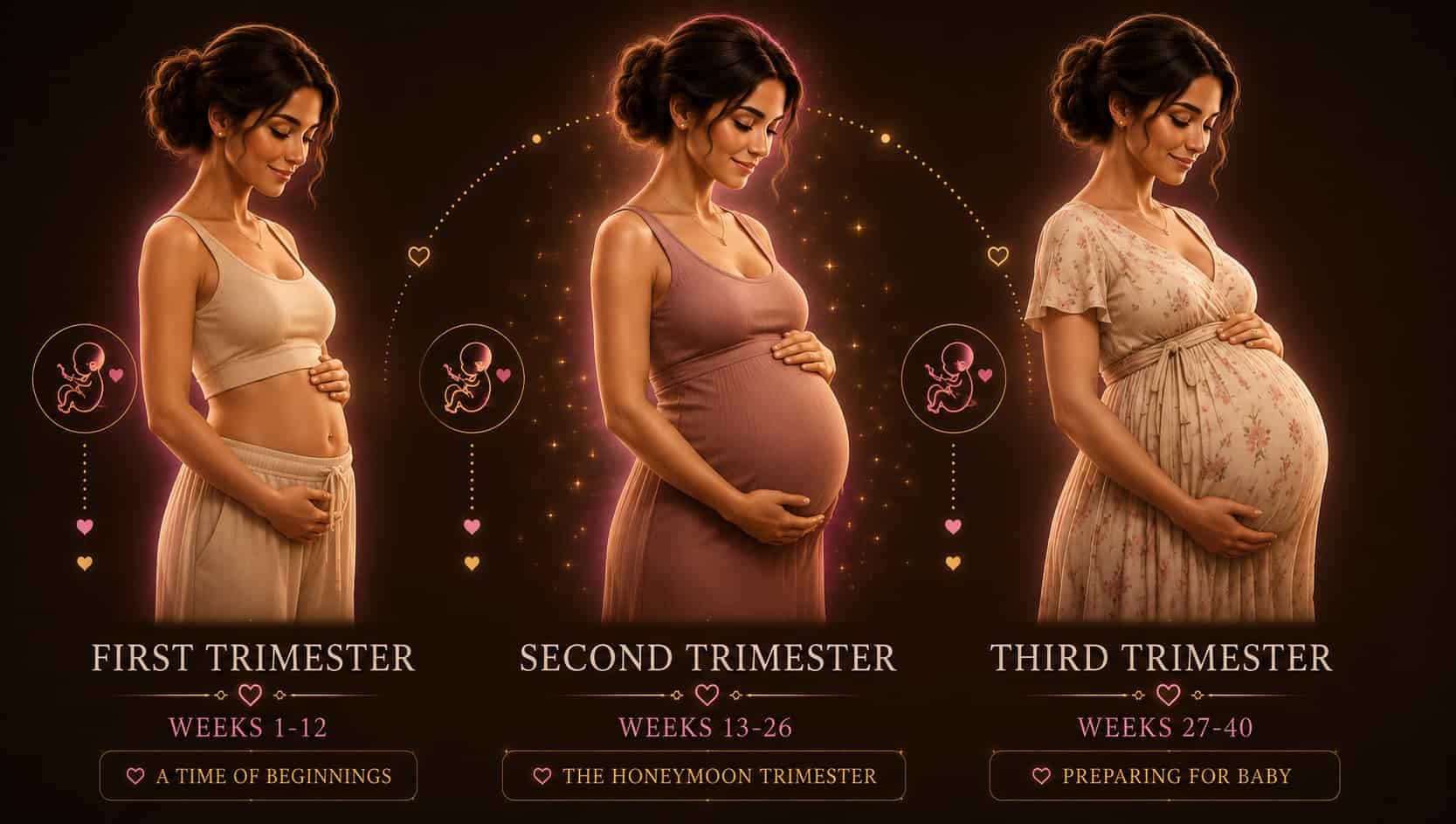 Baby heart development timeline showing fetal heartbeat by week from formation at week 5 to maturation at week 40
