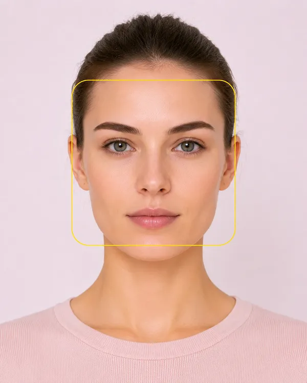 Square female face shape visual reference with round sunglasses