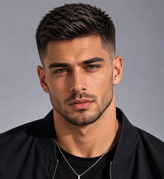 Crew Cut male hairstyle on model