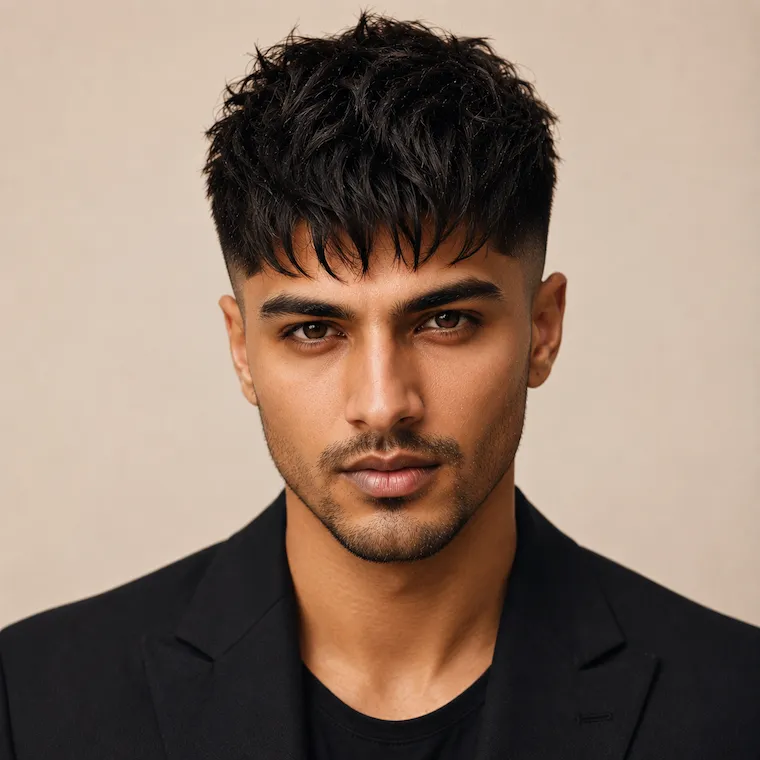 Textured Crop male hairstyle on model