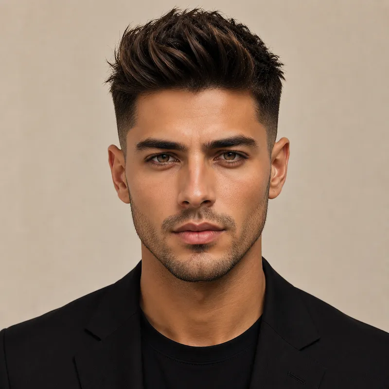 Quiff male hairstyle on model