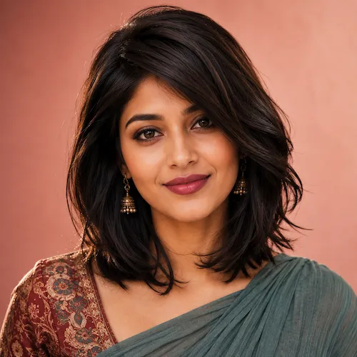Layered Bob female hairstyle on Indian woman model